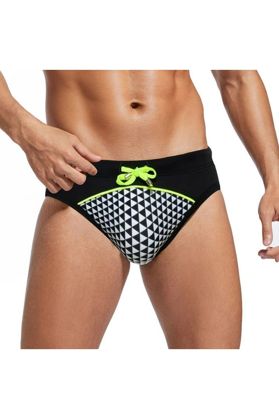 Men's Swim Shorts Briefs Sexy Bikini Professional Training Rash Guard Sports Tights Swimming Jammer Elastic Exercise Sports Trunk with Drawstring,Bathing Suits Mens Underwear for Beach Travel