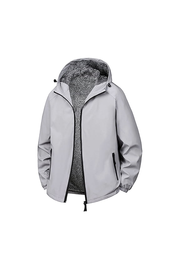 Men's Waterproof Fleece Lined Rain Jacket Lightweight Softshell Raincoat Winter Hiking Windbreaker with Hood