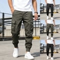 thumbnail image 1 of YABCSAZ Mens Cargo Joggers Drawstring Elastic Waist Tapered Leg Multi Pocket Casual Work Pants Cotton Blend Straight Leg Tactical Streetwear Trousers for Men, 1 of 10