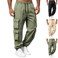 thumbnail image 1 of YABCSAZ Mens Cargo Joggers Tapered Leg Multi Pocket Drawstring Elastic Waist Durable Work Pants Cotton Blend Straight Leg Streetwear Tactical Trousers with Deep Pockets, 1 of 6