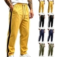 thumbnail image 1 of YABCSAZ Mens Color Block Stripe Sweatpants Drawstring Elastic Waist Straight Leg Wide Leg Casual Lounge Pants Cotton Blend Open Bottom Athletic Track Pants Trousers, 1 of 7