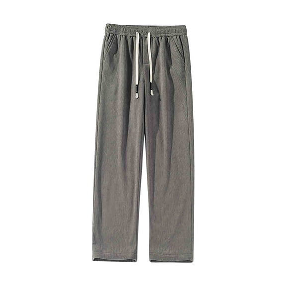 YABCSAZ Mens Corduroy Pants Winter Fleece Sweatpants Baggy Wide Leg Casual Elastic Waist Drawstring Loose Fit Sweatpants