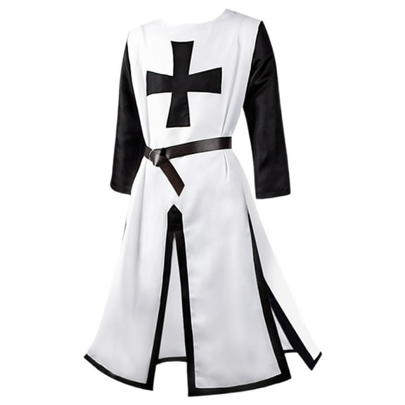 YABCSAZ Mens Crusader Costume Medieval Templar Renaissance Knight Warrior Tunic Retro Halloween Cosplay Top with Cross Renaissance Costume