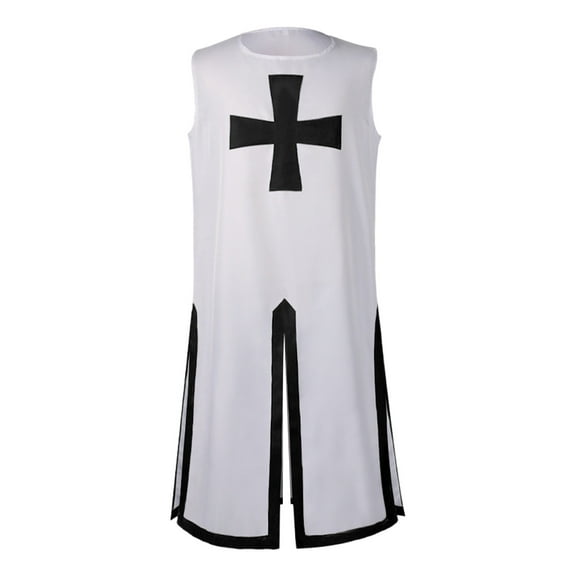 YABCSAZ Mens Crusader Costume Medieval Templar Renaissance Knight Warrior Tunic Retro Halloween Cosplay Top with Cross Renaissance Costume