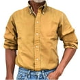 thumbnail image 1 of YABCSAZ Mens Dress Shirt Regular Fit Long Sleeve Button Down V Neck Shirts with Pocket, Casual Solid Color Rugged Flex Relaxed Polo Oxford Shirt for Men, 1 of 5
