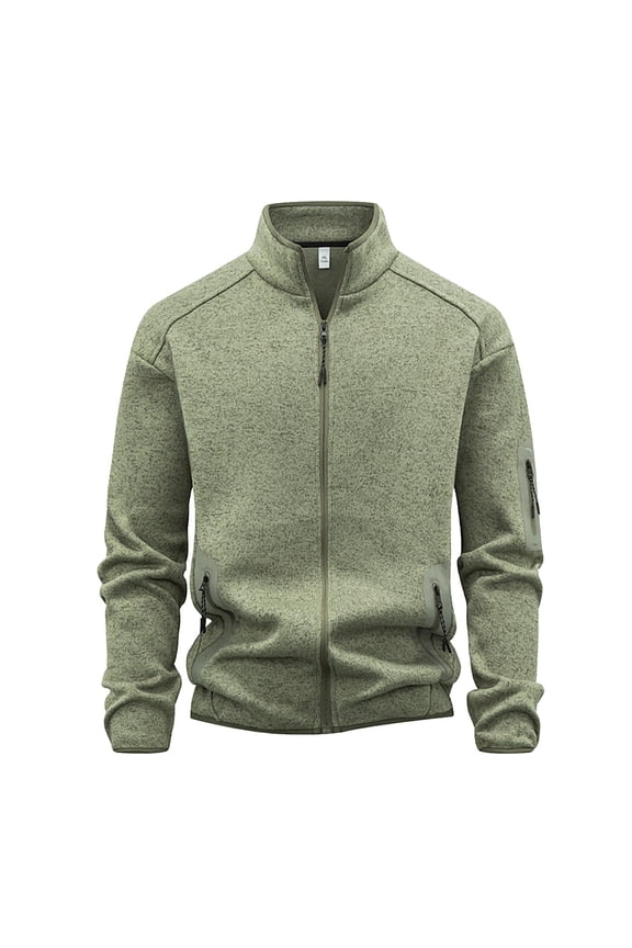 Mens Fleece Jacket Lightweight Zip Up Casual Sweater Jackets Warm with Pockets for Home Office Hiking