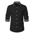 thumbnail image 1 of YABCSAZ Mens Oxford Shirt Long Sleeve Button Down Shirts Solid Color Regular Fit Shirt Tops Dress Shirts with Pocket, 1 of 8