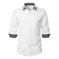 thumbnail image 1 of YABCSAZ Mens Oxford Shirt Long Sleeve Button Down Shirts Solid Color Regular Fit Shirt Tops Dress Shirts with Pocket, 1 of 7