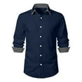 thumbnail image 1 of YABCSAZ Mens Oxford Shirt Long Sleeve Button Down Shirts Solid Color Regular Fit Shirt Tops Dress Shirts with Pocket, 1 of 8