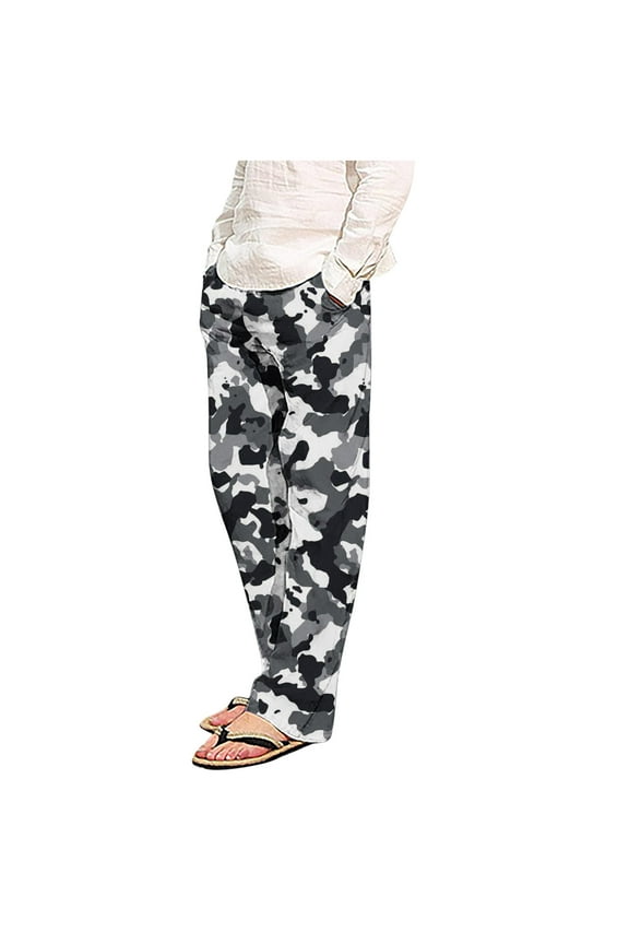 Mens Pajama Pants Extended Sizes Lightweight Pants Bottoms Soft Comfy Loose Lounge Pants Camo Sleepwear Pants Full Length Sport Pants