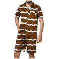 thumbnail image 1 of YABCSAZ Mens Pajama Set Short Slevee V Neck Striped Button Down Shirt Tops and Wide Leg Bermuda Shorts Summer Casual Loose Fit Sleepwear Outfits Home Lounge Set, 1 of 4
