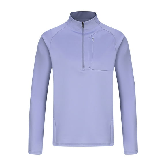 YABCSAZ Mens Shirt Regular Fit Long Sleeve Round Neck Zip Shirts with Pocket, Casual Shirt Jacket Top Rugged Flex Relaxed Oxford Shirt for Men