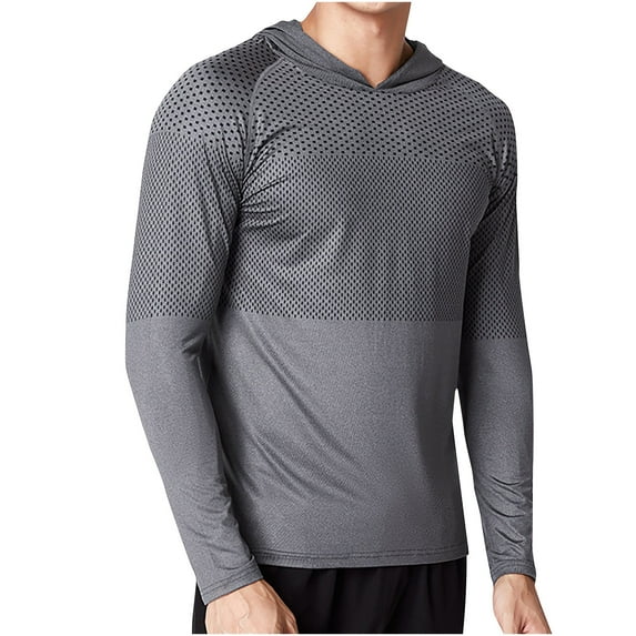 YABCSAZ Mens Shirt Summer Slim Long Sleeved Hooded UPF 50+ Sun Protection Breathable T Shirt Long Sleeve Workout T-Shirts with Hood