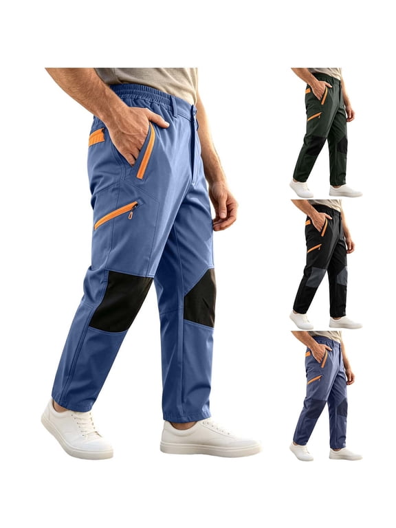 Mens Softshell Hiking Pants Windproof Water Resistant Stretch Knee Reinforced Multi Pocket Cargo Pants Outdoor Work Pants Athletic Climbing Trousers for Men