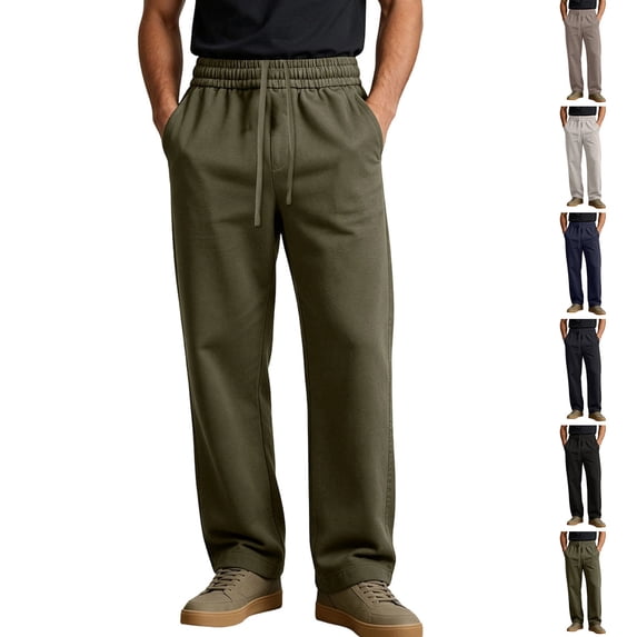 YABCSAZ Mens Sweatpants Cotton Casual Joggers Elastic Waist Drawstring Straight Leg Pants Trousers Lounge Pants with Pockets