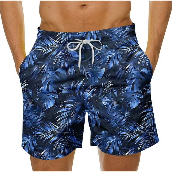 YABCSAZ Mens Swim Trunks Quick Dry Board Shorts with Mesh Lining Summer Casual Loose Beach Shorts Palm Leaf Bathing Suits Plus Size Breathable Fit Hawaii Bermuda Shorts