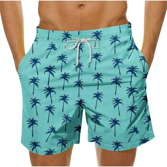 YABCSAZ Mens Swim Trunks Summer Casual Loose Fit Beach Shorts Quick Dry Board Shorts with Mesh Lining, Plus Size Breathable Fit Hawaii Bermuda Shorts