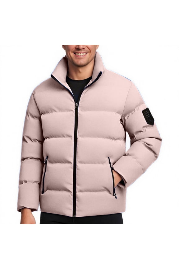Mens Winter Down Jacket Coats Plus Size Cotton Warm Thicken Zip Up Waterproof Insulated Windproof Down Puffy Bubble Coat M-5XL