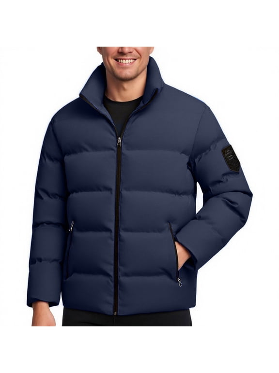Mens Winter Down Jacket Coats Plus Size Cotton Warm Thicken Zip Up Waterproof Insulated Windproof Down Puffy Bubble Coat M-5XL