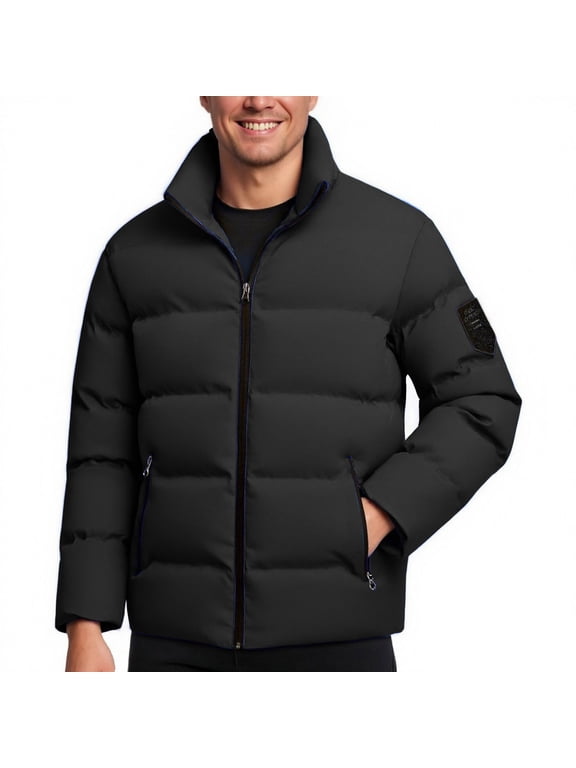 Mens Winter Down Jacket Coats Plus Size Cotton Warm Thicken Zip Up Waterproof Insulated Windproof Down Puffy Bubble Coat M-5XL