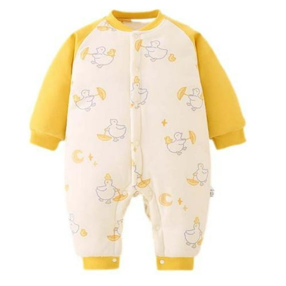 YABCSAZ Newborn Baby Boys Girls Rompers Cotton Long Sleeve Button Warm Snowsuit Infant Winter Outfits Cute Catoon Print Bodysuit for Toddler Kids Christmas Gifts Size 80 9 Months