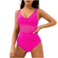 thumbnail image 1 of YABCSAZ One Piece Swimsuit Women Sexy Solid Color Padded Swimwear Plus Size High Cut High Elasticity Beachwear Tummy Control Bathing Suit Summer Saving Clearance!, 1 of 6