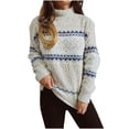 thumbnail image 1 of YABCSAZ OverSize Sweaters for Womens Long Sleeve Crew Neck Knit Shirt Casual Loose Fit Soft Tops Striped Chunky Jumper Pullover Tops Full Winter Basic Tee Tops Blouses for Christmas, 1 of 8