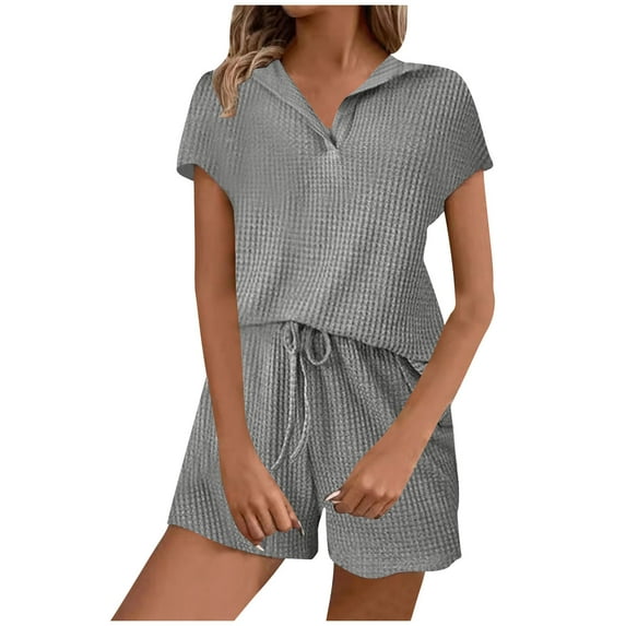 YABCSAZ Oversize Outfits for Women Short Sleeved V Neck Tee Shirt Tops and Wide Leg Bermuda Shorts Casual Loose Solid Color 2 Piece Sets