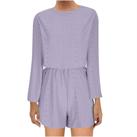 YABCSAZ Oversize Pajama Sets for Women Long Sleeve Round Neck Tops and Wide Leg Bermuda Shorts Casual Loose Printed 2 Piece Outfits