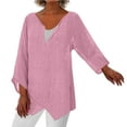 thumbnail image 1 of YABCSAZ Oversized T-shirts for Women 3/4 Short Sleeve Round Neck Tops Classic Solid Color Shirts Casual Loose Fit T Shirts Blouse Womens Summer Tops, 1 of 5