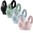 thumbnail image 1 of YABCSAZ Plus Size Sports Bras for Women Wirefree Compression Bra Close Breast Augmentation Underwear Flex Back Everyday Bras Wireless Support Full Coverage Bra Lace Side Collection 4-Pack, 1 of 6