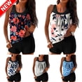 thumbnail image 1 of YABCSAZ Plus Size Tankini Swimsuits for Women Tummy Control Two Piece Bathing Suits with Sporty Pockets Swim Shorts, 1 of 6