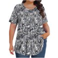 thumbnail image 1 of YABCSAZ Plus Size Tops for Women Short Sleeve T Shirts Crewneck Floral Trendy Tops Summer Casual Blouse Loose Fit Soft Comfy Tee Shirts Women's Oversize Tops Size L-5XL, 1 of 8