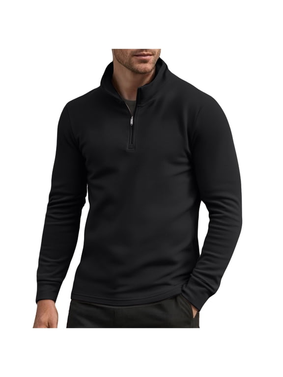 Quarter Zip Pullover Men 1/4 Zip Golf Jacket Fleece Lined Water Resistant Sweatshirt Winter