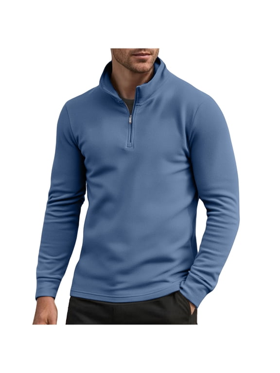 Quarter Zip Pullover Men 1/4 Zip Golf Jacket Fleece Lined Water Resistant Sweatshirt Winter