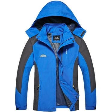 YABCSAZ Rain Jacket for Men Ski Jacket Waterproof Fall Coat Relaxed Fit Turtleneck Hooded Windbreaker Warm Mountain Jacket for Rain Outdoor Hiking Golf Running Cycling