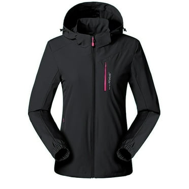YABCSAZ Rain Jacket for Women Loose Running Lightweight Waterproof Raincoat Zip Hooded Windbreaker with Pockets for Outdoor Mountaineering Suit Thin Breathable Top