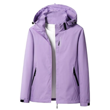 YABCSAZ Rain Jacket for Women Loose Running Lightweight Waterproof Raincoat Zip Hooded Windbreaker with Pockets for Outdoor Mountaineering Suit Thin