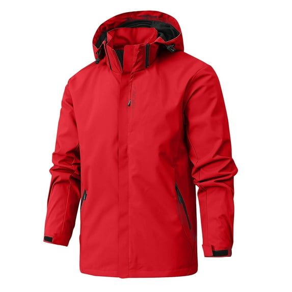 YABCSAZ Rain Jackets for Men Relaxed Fit Turtleneck Hooded Waterproof Windbreaker Ski Jacket Warm Mountain Jacket Youth Trendy Coat for Rain Outdoor Hiking Golf Running Cycling