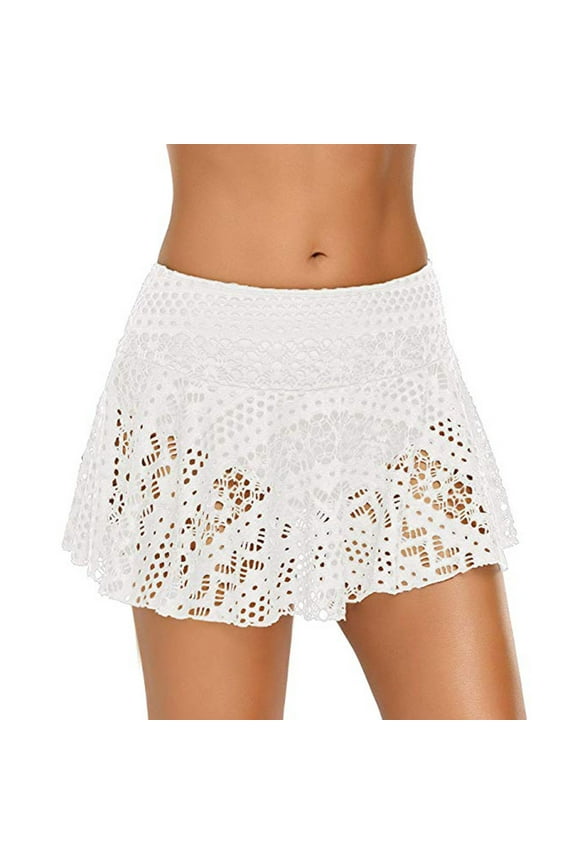 Sexy Panties for Women Lace Crochet Skirted Bikini Bottom Swimsuit Short Plus Size Skort Swim Skirt on Clearance
