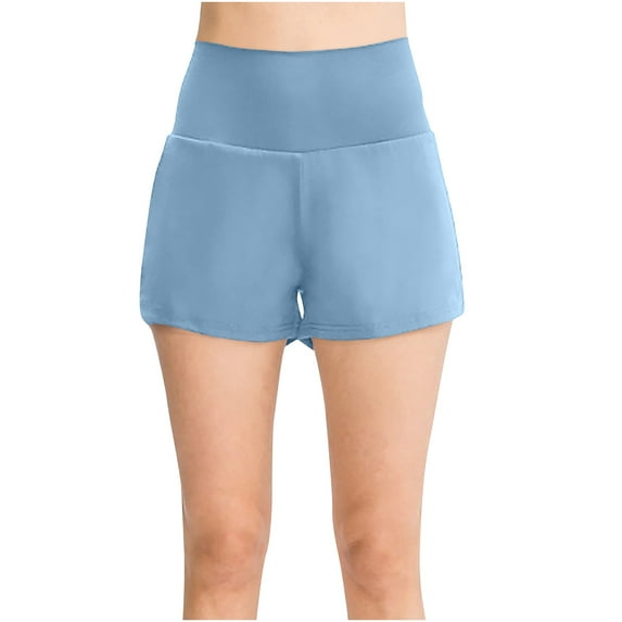 YABCSAZ Short for Women High Waist Hip Lifting Tummy Control Yoga Shorts Wide Leg Beach Loose Short Pants Quick Drying Elastic Casual Soft Solid Color Comfortable Athletic Shorts Summer Savings