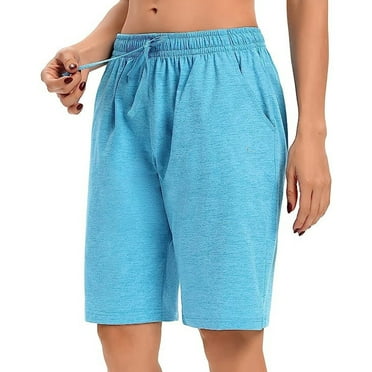 YABCSAZ Short for Women Summer Casual Soft Elastic High Waisted Wide Leg Beach Loose Short Pants with Pockets, Plus Size Soild Bermuda Shorts