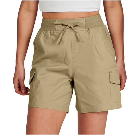 YABCSAZ Short for Women Summer Casual Soft Elastic High Waisted Wide Leg Beach Loose Short Pants with Pockets, Plus Size Soild Bermuda Shorts