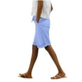 thumbnail image 1 of YABCSAZ Shorts for Women Cotton Linen Summer Casual Loose Athletic Pants with Pockets, Solid Color Capri Elastic Waisted Drawstring Shorts Pants for Workout Hiking Jogging, 1 of 9