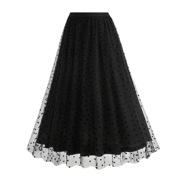 YABCSAZ Skirts for Women Fairy Skirt Tutu A-Line Mesh Layered High Elastic Waist Midi Skirt Floral Summer Casual Boho Long Skirts A Line Women's Maxi Skirt