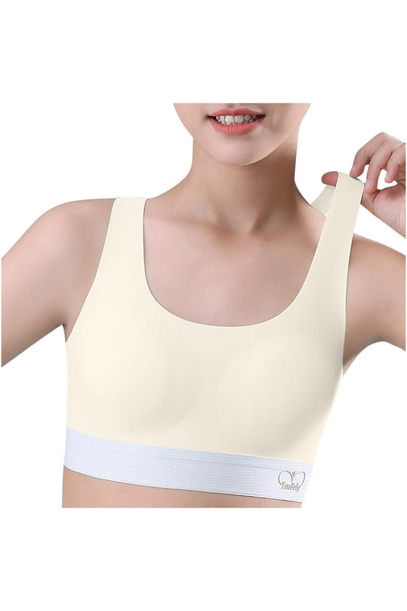 Sports Bras for Girls Soft Comfort Seamless Bra Spaghetti Strap Sports Bra Stretch Youth Training Bra Girls Cami Student Bralette Bra with Pads Age 12-15 Size XL