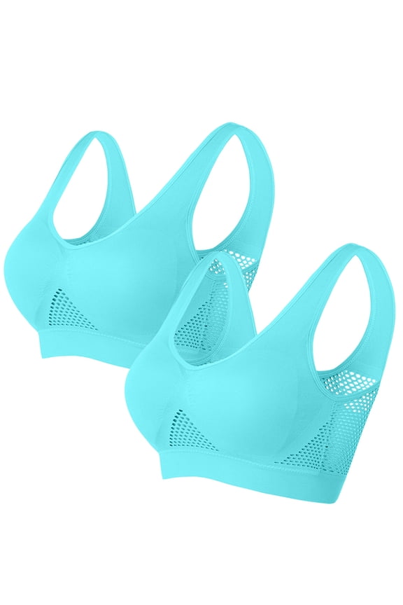 Sports Bras for Women Plus Size Bras Underarm-smoothing with Seamless Stretch Wireless Lightly Lined Bra High Lift Close Breast Tops Super Breathable Underwear Daily Bra 2Pack