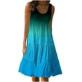 thumbnail image 1 of YABCSAZ Summer Dresses for Women 2024 Sleeveless Solid Color Round Neck Dress Casual Loose Ruffle Midi Dress Oversize High Waist A-line Sundress Dresses, 1 of 5