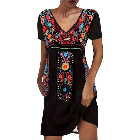 YABCSAZ Summer Dresses for Women 2024 Casual Loose Floral Printed Tank Dress Sexy Plus Size Beach Sundress Sleeveless Dresses for Vacation