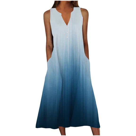 YABCSAZ Summer Dresses for Women 2024 Casual Sleeveless Loose Floral Printed V Neck Maxi Dress Plus Size Holiday Beach Sundress Tank Dresses